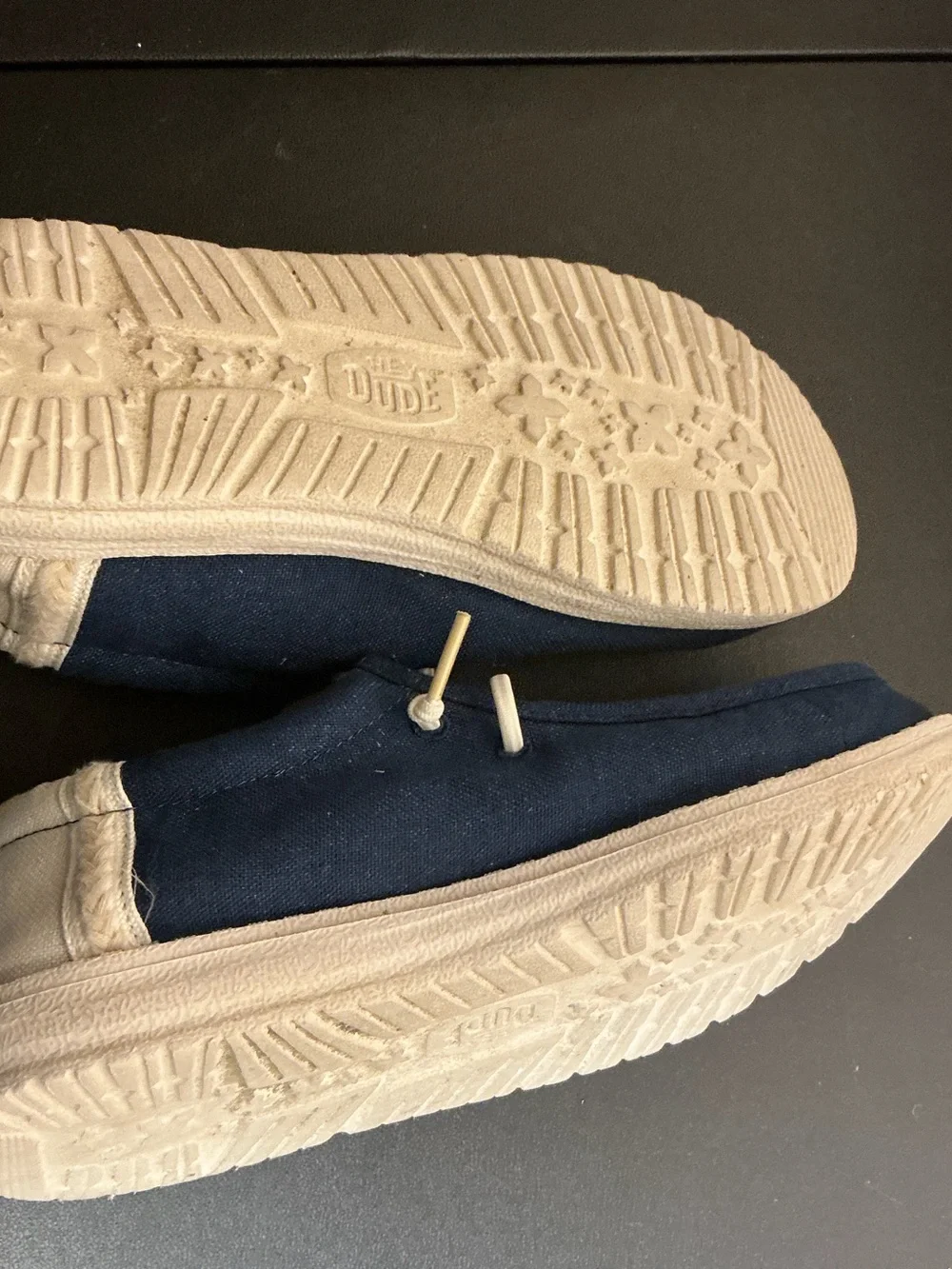 Hey Dude Men’s Navy Canvas Slip-Ons with Cream Accents